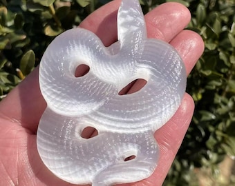 Hand Carved Selenite Snake, Meditation Crystal, 3"