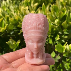 Hand-Carved Pink Opal Quartz Crystal, Indian Figurine, 3&quot; Gemstone