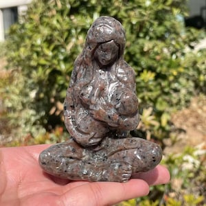 4&quot; Natural Yooperlie Crystal,engrave Mother Earth ,Crystal Goddess, Goddess Gaia，Home Decor,Inner peace healing, Love gift,
