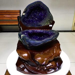 TOP 37 LB Natural Crystal , Amethyst Geode ，Treasure basin，from Uruguay, Crystal cluster mineral specimen,Office, home decor, healing+Stand