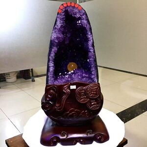TOP 29.3LB Natural Crystal ,Cathedral Amethyst Geode ，from Uruguay, Crystal cluster mineral specimen,Office, home decor, healing+Stand