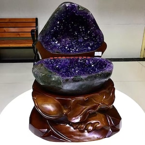 TOP 19 LB Natural Crystal , Amethyst Geode ，Treasure basin，from Uruguay, Crystal cluster mineral specimen,Office, home decor, healing+Stand