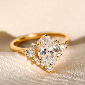 Oval Cut Diamond Engagement Ring, Snowdrift Style Wedding Ring, Oval Cluster Diamond Ring, Classic Timeless Promise Ring, Statement Ring