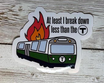 Divertida calcomanía de vinilo de la MBTA: parodia del tren T de Boston