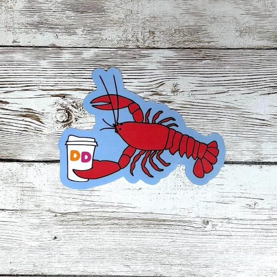 Lobster Coffee Sticker - Funny New England Vinyl Sticker - Boston Humor