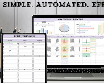 Google Sheets Assignment Tracker - Homework Calendar and Planner ...