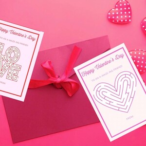 Print Your Own Maze Class Valentines Instant Download 5x7