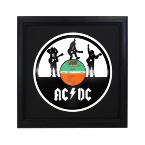 AC/DC ダイカット レコード - アンガス・ヤング ギター、バック・イン・ブラック、ボン・スコット、ハイウェイ・トゥ・ヘル、TNT、ロックンロール グループ写真