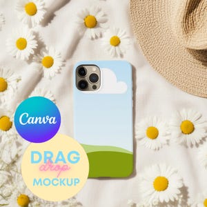 Floral Phone Case Mockup Templates for Canva | Iphone 15 Pro Case Mockup | Iphone Mockups | Printify Mockups | Canva Template| Drag and Drop