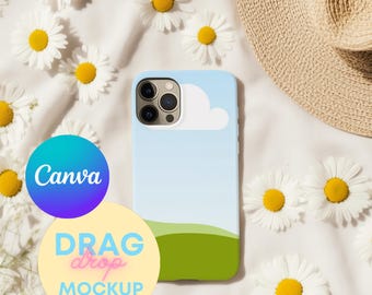 Floral Phone Case Mockup Templates for Canva | Iphone 15 Pro Case Mockup | Iphone Mockups | Printify Mockups | Canva Template| Drag and Drop