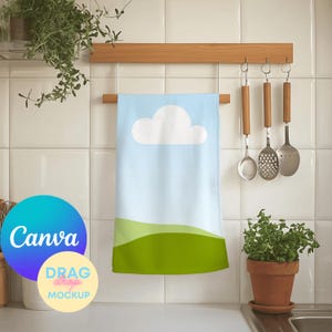 Kitchen Towel Mockup 5 Hand Towel Mockup Printify Mockups Tea Towel Mockup Canva Drag and Drop Templates Tea Towel Templates