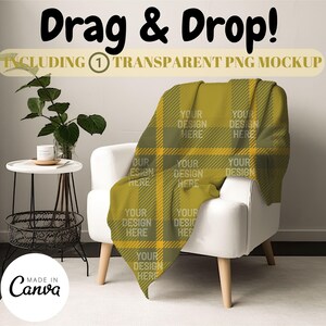 1 Throw Blanket Mockup, Canva PNG Overlay Blanket Mockup, Fleece, Sherpa, Velveteen Plush, Microfiber, Minky Blanket Mock up