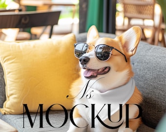 Dog Bandana Mockup For Canva Drag Drop Bandana Collar Drag Drop Mock Up PNG Transparent Pet Bandana Collar Mockups for Dog Overlay