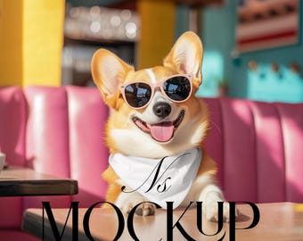 Dog Bandana Mockup For Canva Drag Drop Bandana Collar Drag Drop Mock Up PNG Transparent Pet Bandana Collar Mockups for Dog Overlay