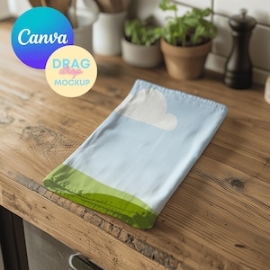 Kitchen Towel Mockup 11 Hand Towel Mockup Printify Mockups Tea Towel Mockup Canva Drag and Drop Templates Tea Towel Templates