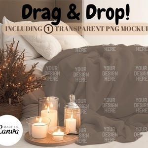 1 Blanket Mockup, Canva Editable Drag and Drop Mockup, Fleece, Sherpa, Velveteen Plush, Microfiber, Minky Blanket, Digital Download