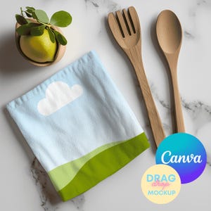 Kitchen Towel Mockup 8 Hand Towel Mockup Printify Mockups Tea Towel Mockup Canva Drag and Drop Templates Tea Towel Templates