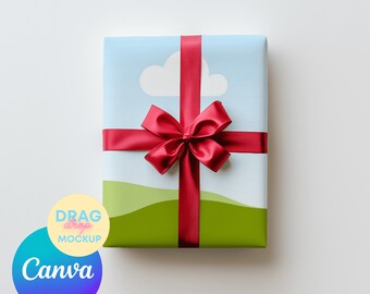 Gift Wrap Paper Mockup 5 Canva Template Wrapping Paper Mockup, Minimalist Mockup Clear Wrapping Paper Mock-up Canva Drag & Drop