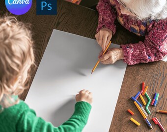 Coloring Page Mockup for Canva and Photoshop, Color Page Mockups, Activity Pages Mockup, Drawing Page Mockup