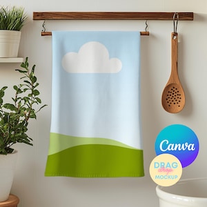 Kitchen Towel Mockup 6 Hand Towel Mockup Printify Mockups Tea Towel Mockup Canva Drag and Drop Templates Tea Towel Templates