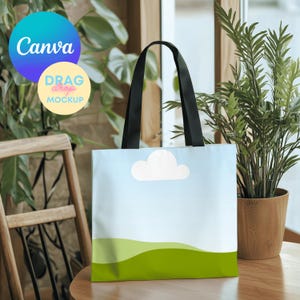 AOP Tote Bag Mockup 5 AOP Tote Canva Mockup AOP Natural Cotton Canvas Boho Tote Bag Mockup  Aop Bag Mock Up Drag&Drop