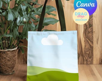 AOP Tote Bag Mockup 6 AOP Tote Canva Mockup AOP Natural Cotton Canvas Boho Tote Bag Mockup  Aop Bag Mock Up Drag&Drop