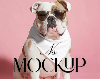Dog Bandana Mockup For Canva Drag Drop Bandana Collar Drag Drop Mock Up PNG Transparent Pet Bandana Collar Mockups for Dog Overlay