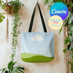 AOP Tote Bag Mockup 1 AOP Tote Canva Mockup AOP Natural Cotton Canvas Boho Tote Bag Mockup  Aop Bag Mock Up Drag&Drop