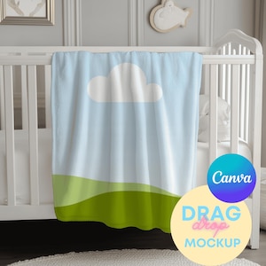 Professional Baby Blanket Mockup , Canva Editable Drag and Drop Mockup, Fleece, Sherpa, Velveteen Plush, Microfiber, Minky Blanket