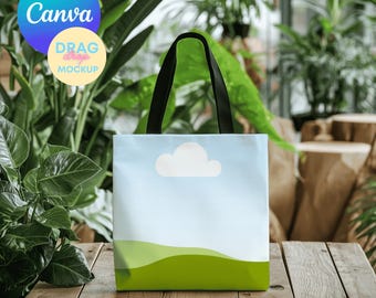 AOP Tote Bag Mockup 10 AOP Tote Canva Mockup AOP Natural Cotton Canvas Boho Tote Bag Mockup  Aop Bag Mock Up Drag&Drop