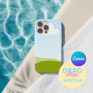 Summer Vibes Phone Case Mockup Templates for Canva Iphone 15 Pro Case Mockup Iphone Mockups Printify Mockups Drag and Drop Canva Template