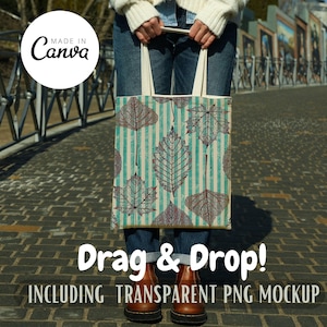 1 Natural Canvas Tote Bag Mockup, Canva Tote Bag Mockup, Natural Tote Bag Mockup,  Canva Editable Drag and Drop Mockup, Digital Download