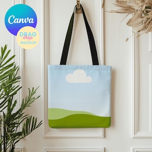 AOP Tote Bag Mockup 4 AOP Tote Canva Mockup AOP Natural Cotton Canvas Boho Tote Bag Mockup  Aop Bag Mock Up Drag&Drop
