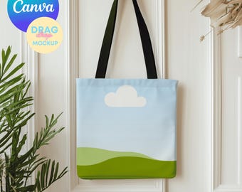 AOP Tote Bag Mockup 4 AOP Tote Canva Mockup AOP Natural Cotton Canvas Boho Tote Bag Mockup  Aop Bag Mock Up Drag&Drop