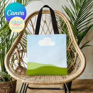 AOP Tote Bag Mockup 7 AOP Tote Canva Mockup AOP Natural Cotton Canvas Boho Tote Bag Mockup  Aop Bag Mock Up Drag&Drop
