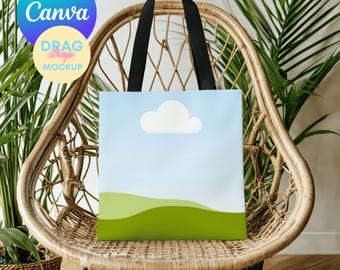 AOP Tote Bag Mockup 7 AOP Tote Canva Mockup AOP Natural Cotton Canvas Boho Tote Bag Mockup  Aop Bag Mock Up Drag&Drop