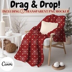 1 Professional Blanket Mockup, Canva Editable Drag and Drop Mockup, Fleece, Sherpa, Velveteen Plush, Microfiber, Minky Blanket