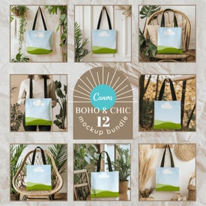 12  AOP Tote Bag Mockup Bundle AOP Tote Canva Mockup AOP Natural Cotton Canvas Boho Tote Bag Mockup  Aop Bag Mock Up Drag&Drop