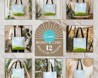 12  AOP Tote Bag Mockup Bundle AOP Tote Canva Mockup AOP Natural Cotton Canvas Boho Tote Bag Mockup  Aop Bag Mock Up Drag&Drop