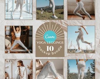 10 Yoga Leggings Mockup Bundle for Canva Easy to Use PNG Drag & Drop AOP Leggings Mockup Leggings Mock Up Sublimation Legging Mockups