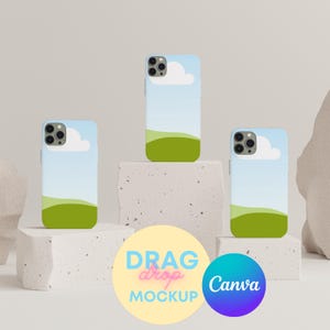 Triple Minimalist Phone Case Mockup Templates for Canva Iphone 15 Pro Case Mockup Iphone Mockup Printify Mockup Drag and Drop Canva Template