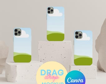 Triple Minimalist Phone Case Mockup Templates for Canva Iphone 15 Pro Case Mockup Iphone Mockup Printify Mockup Drag and Drop Canva Template