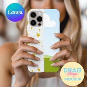 Iphone 15 Pro Case Mockup | Phone Case Mockup Templates for Canva | Iphone Mockups | Printify Mockups | Canva Template  | Drag and Drop |