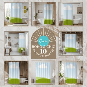 10 Shower Curtain Mockup Bundle Shower Curtain Mockups Bathroom Curtain Mockups Canva Easy to Use Curtain Mock up Drag and Drop PNG Overlay
