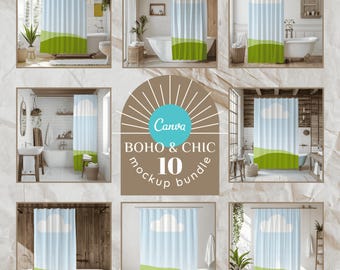 10 Shower Curtain Mockup Bundle Shower Curtain Mockups Bathroom Curtain Mockups Canva Easy to Use Curtain Mock up Drag and Drop PNG Overlay