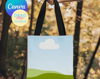 AOP Tote Bag Mockup 8 AOP Tote Canva Mockup AOP Natural Cotton Canvas Boho Tote Bag Mockup  Aop Bag Mock Up Drag&Drop