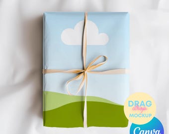Gift Wrap Paper Mockup 2 Canva Template Wrapping Paper Mockup, Minimalist Mockup Clear Wrapping Paper Mock-up Canva Drag & Drop