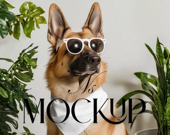 Dog Bandana Mockup For Canva Drag Drop Bandana Collar Drag Drop Mock Up PNG Transparent Pet Bandana Collar Mockups for Dog Overlay