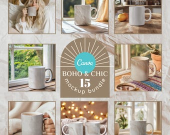 15 Mug Mockup Bundle for Canva White 11oz Cup Mockup Drag Drop Boho White Mug Mockup Coffee Cup Mockup Aesthetic Mug Mockup Bundle