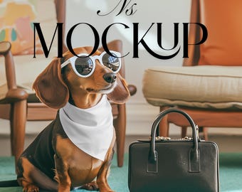 Dog Bandana Mockup For Canva Drag Drop Bandana Collar Drag Drop Mock Up PNG Transparent Pet Bandana Collar Mockups for Dog Overlay
